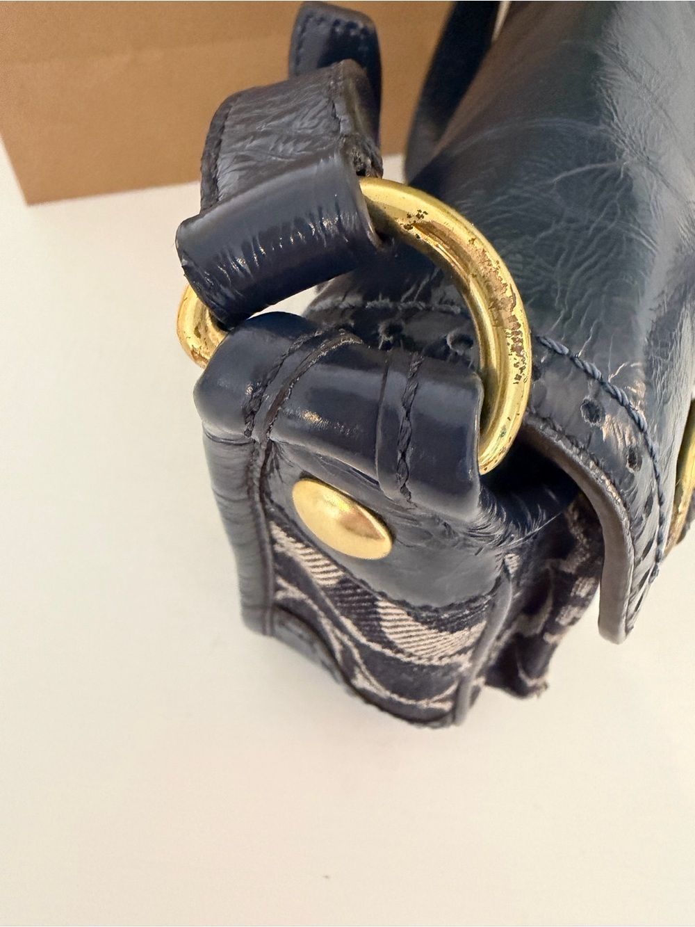 COACH Bleecker Navy Signature Denim & Patent Leather Jessie Crossbody Bag, 12534 - Picture 15 of 16